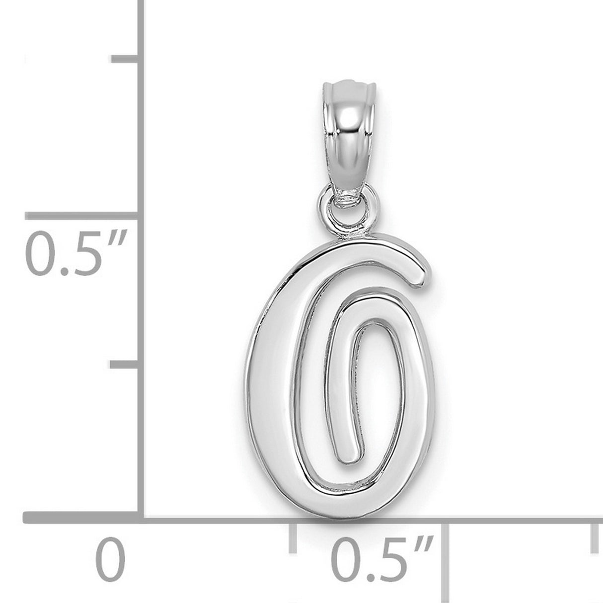 14k White Gold Letter G Pendant, Polished Script Initial Charm for Women