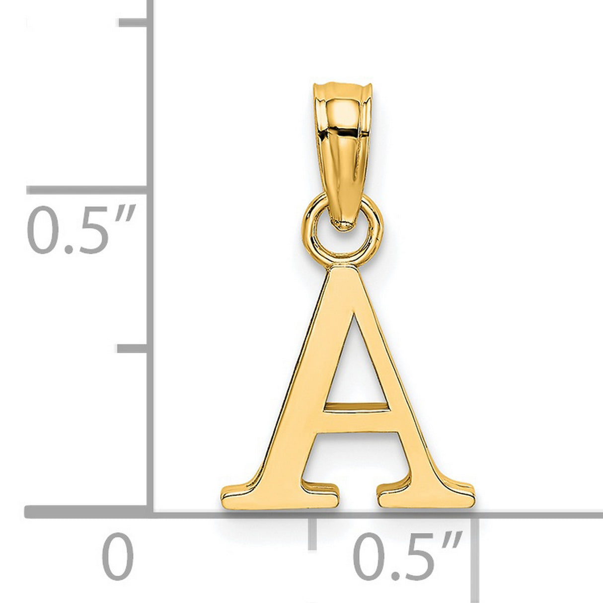 14k Yellow Gold Letter A Pendant, Polished Block Initial Charm, Unisex or Womens Jewelry