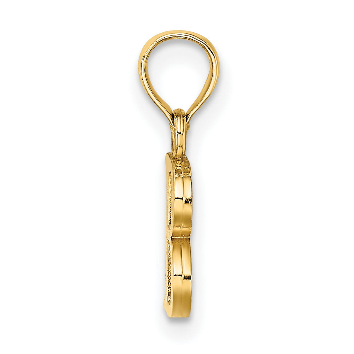 14k Yellow Gold Initial B Pendant, Polished Block Letter Charm for Women or Unisex Wear