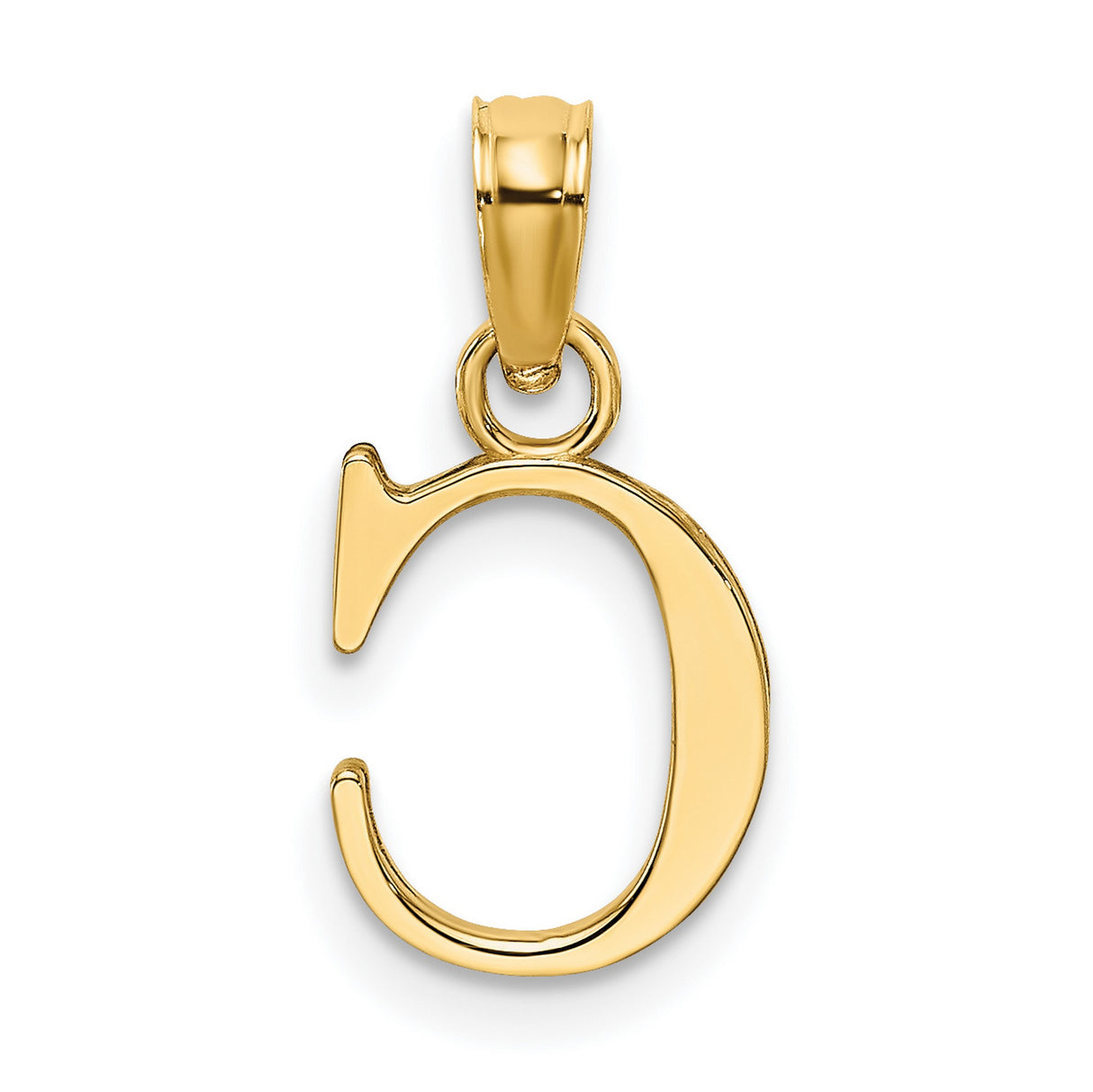 14k Yellow Gold Initial C Pendant Charm, Classic Serif Letter Design, Unisex Monogram Jewelry