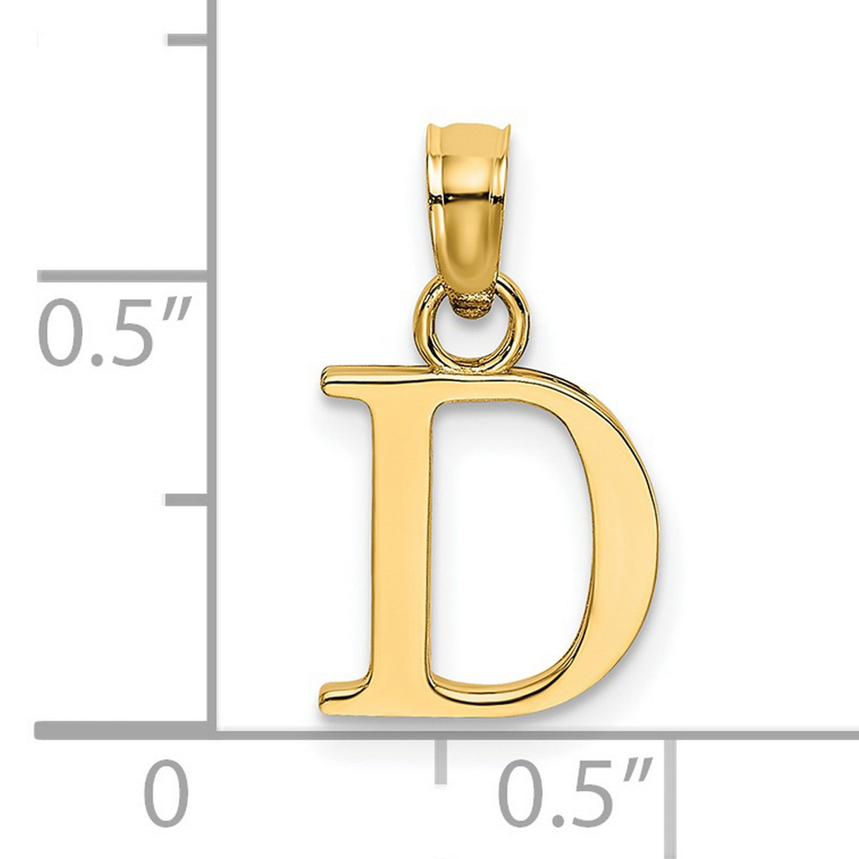 14k Yellow Gold Initial Pendant Charm, Polished Block Letter D Design for Women