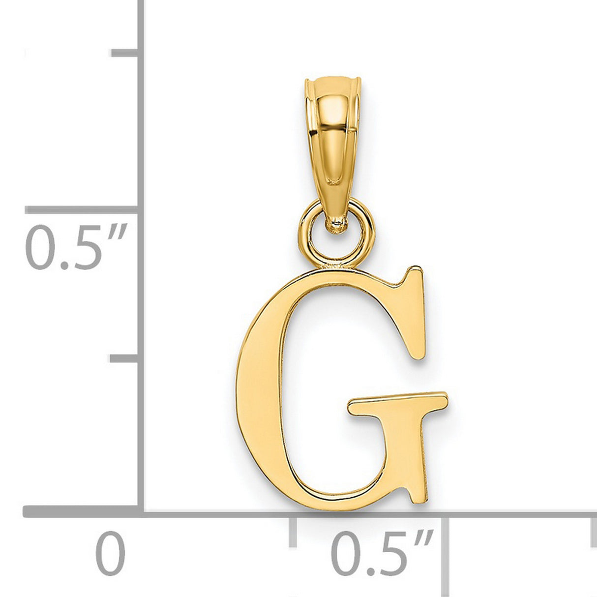 14k Yellow Gold Letter G Pendant Charm, Polished Block Initial Design, Unisex