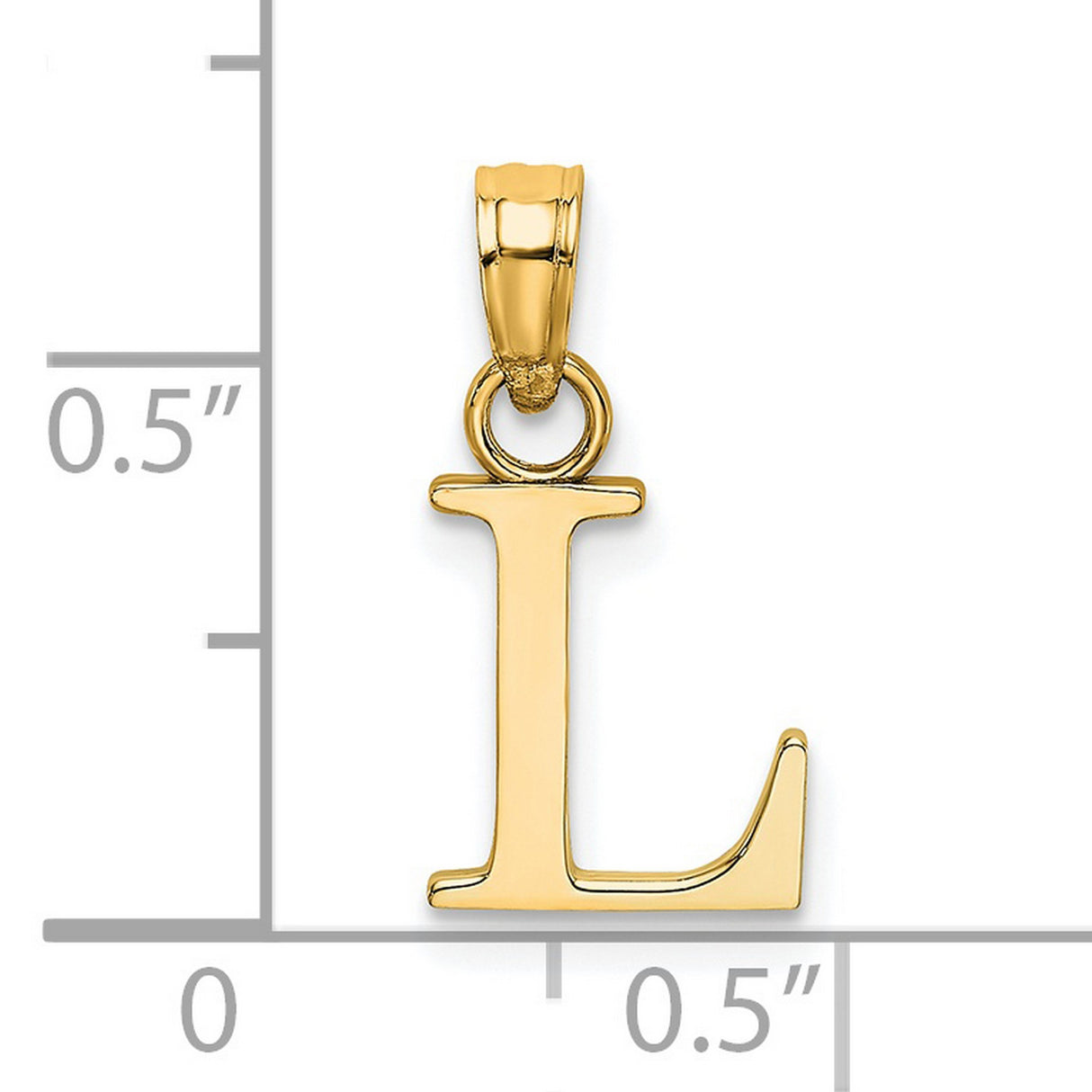 14k Yellow Gold Letter L Pendant, Polished Block Initial Charm for Women