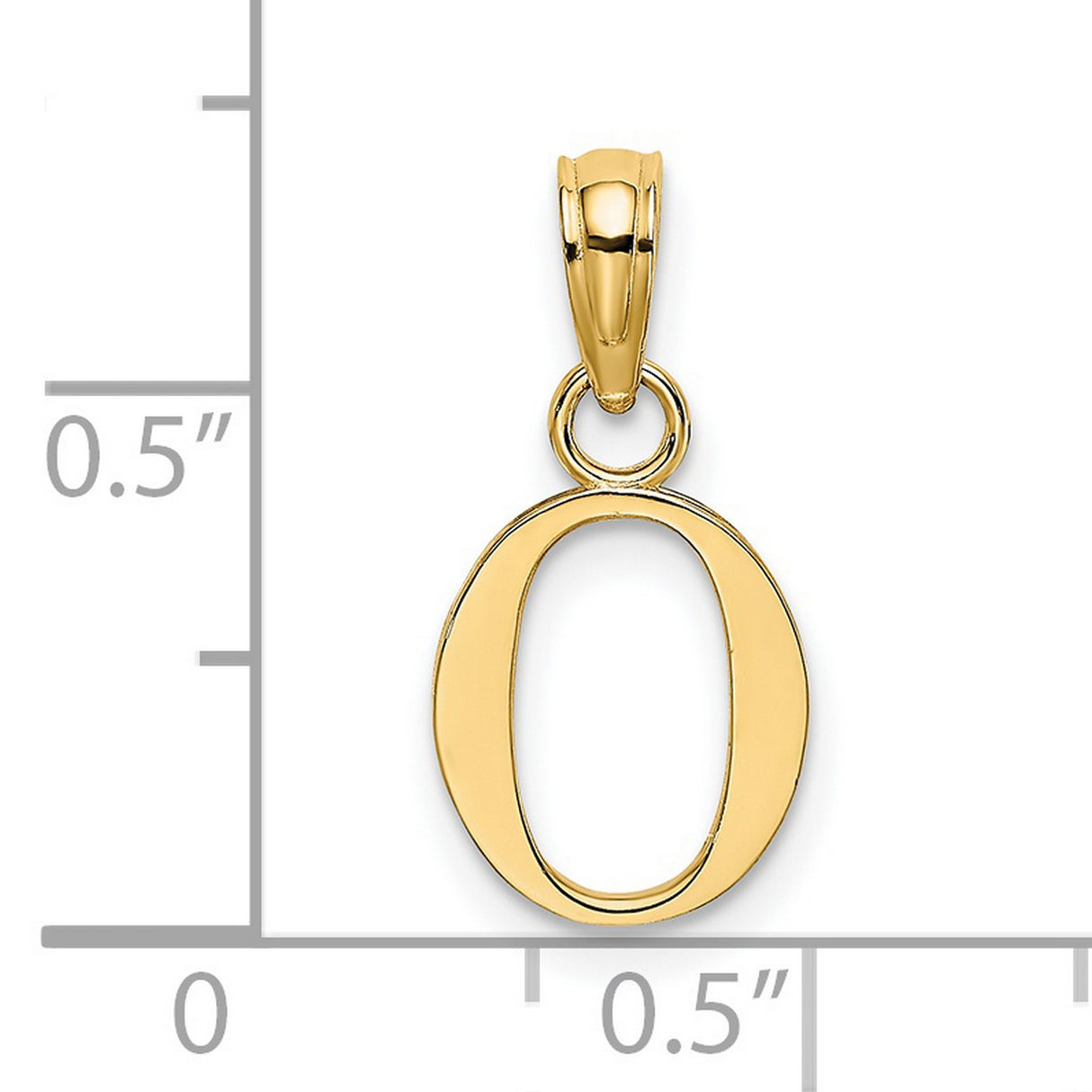 14k Yellow Gold Letter O Pendant Charm with Polished Open Initial Design