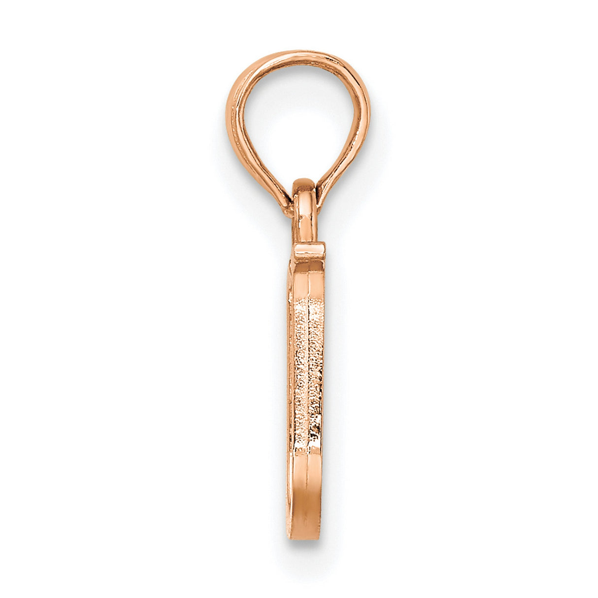 14k Rose Gold Letter U Pendant, Polished Initial Charm, Block Design