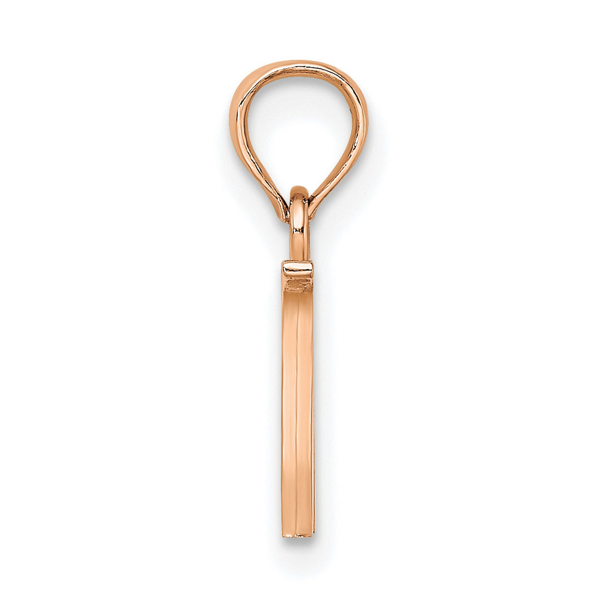 14k Rose Gold Letter W Pendant Charm, Polished Finish, Serif Font Initial Jewelry for Women