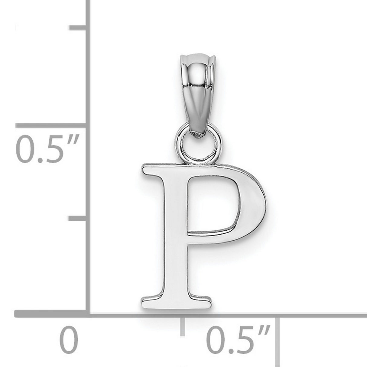 14k White Gold Letter P Pendant, Polished Serif Initial Charm, Minimalist Monogram Jewelry