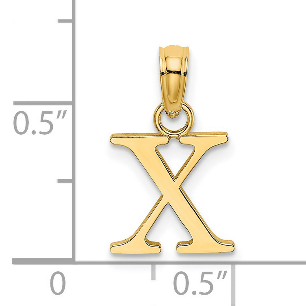 14k Yellow Gold Block Letter X Pendant Charm, Polished Initial Jewelry for Women or Unisex Wear
