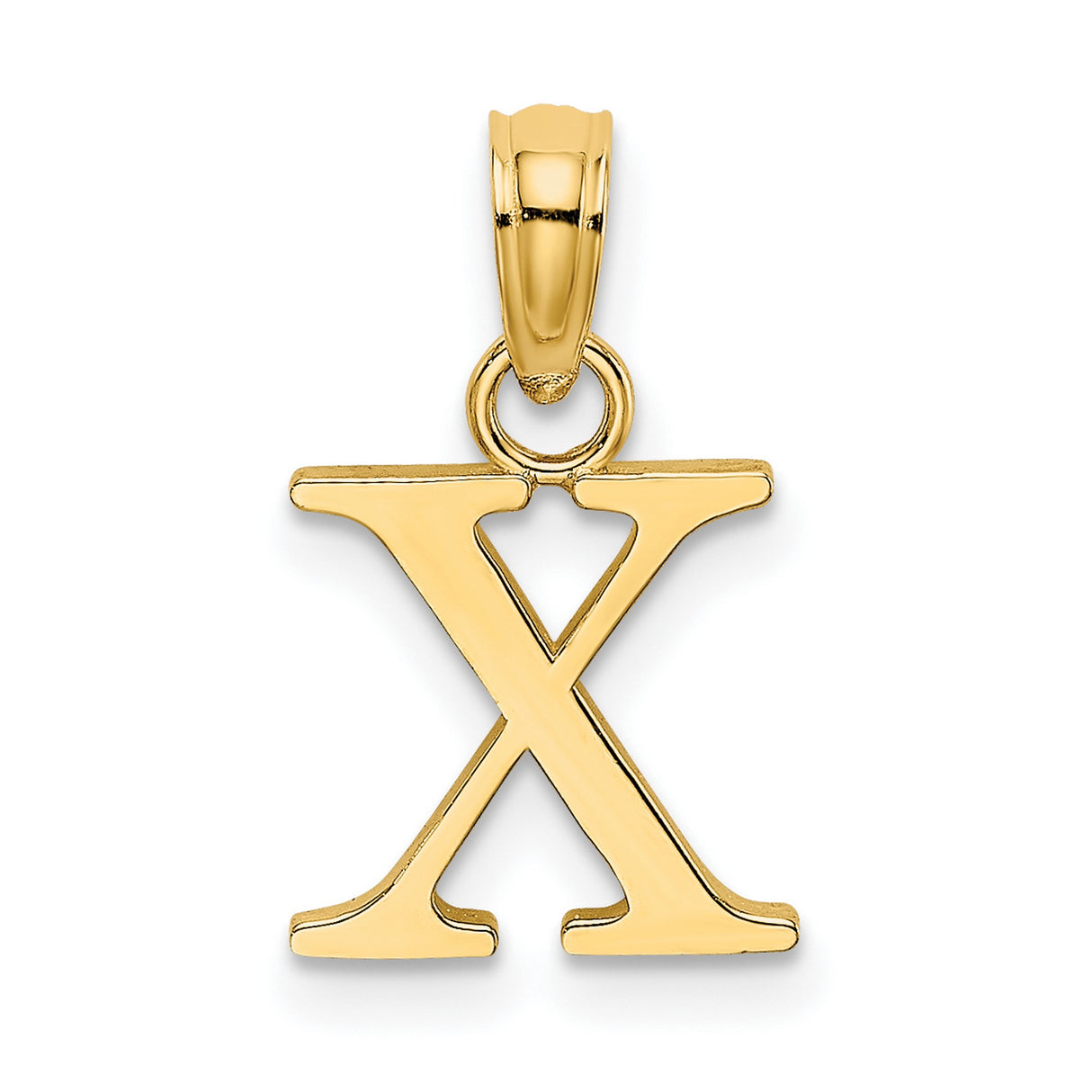 14k Yellow Gold Block Letter X Pendant Charm, Polished Initial Jewelry for Women or Unisex Wear