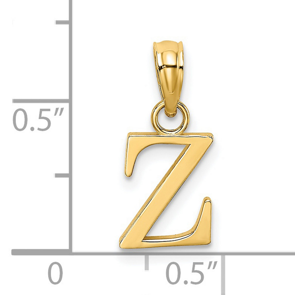Polished Block Letter Z Initial Charm Pendant in Real 14k Yellow Gold