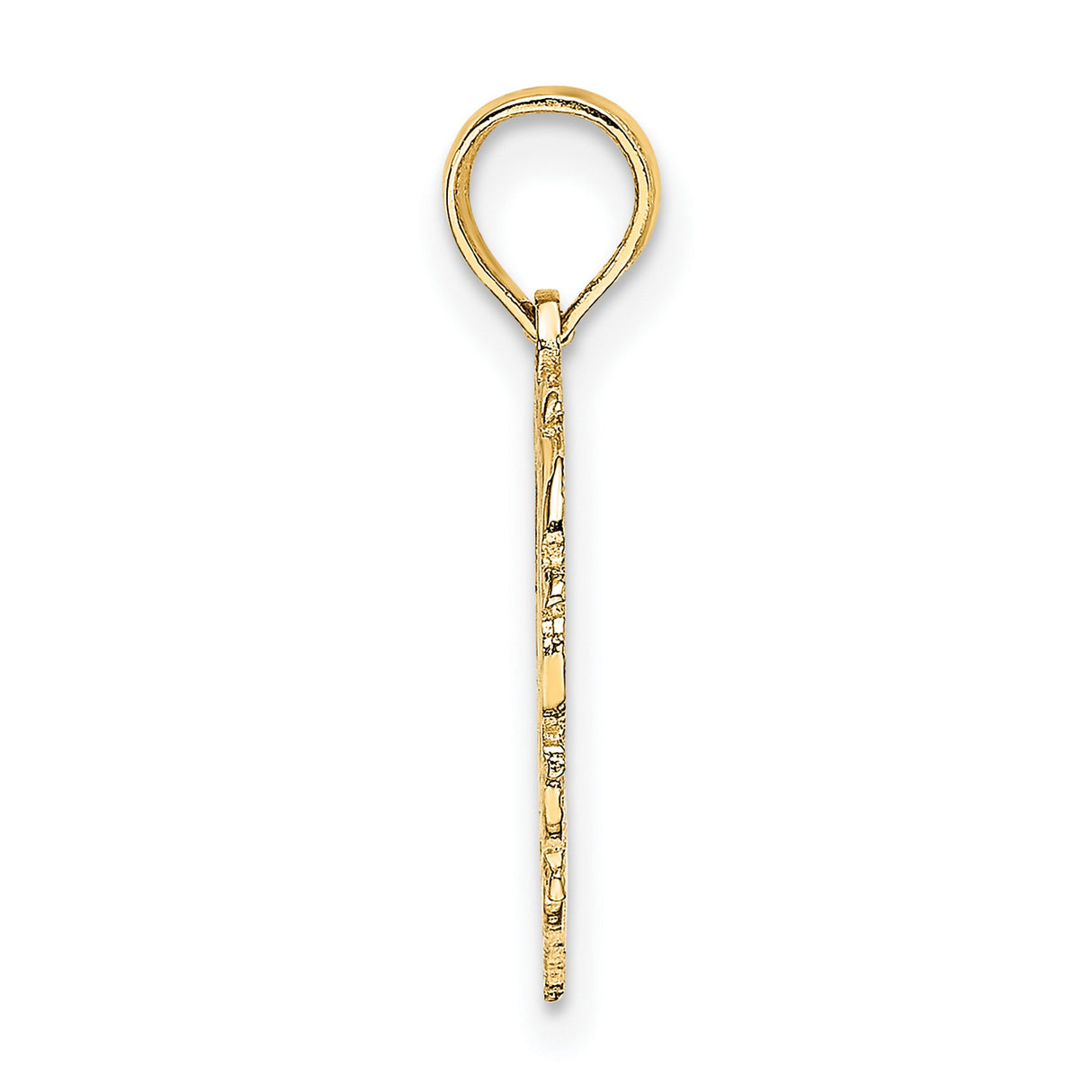 14k Yellow Gold Heart Pendant with Script Letter M, Ornate Filigree Design