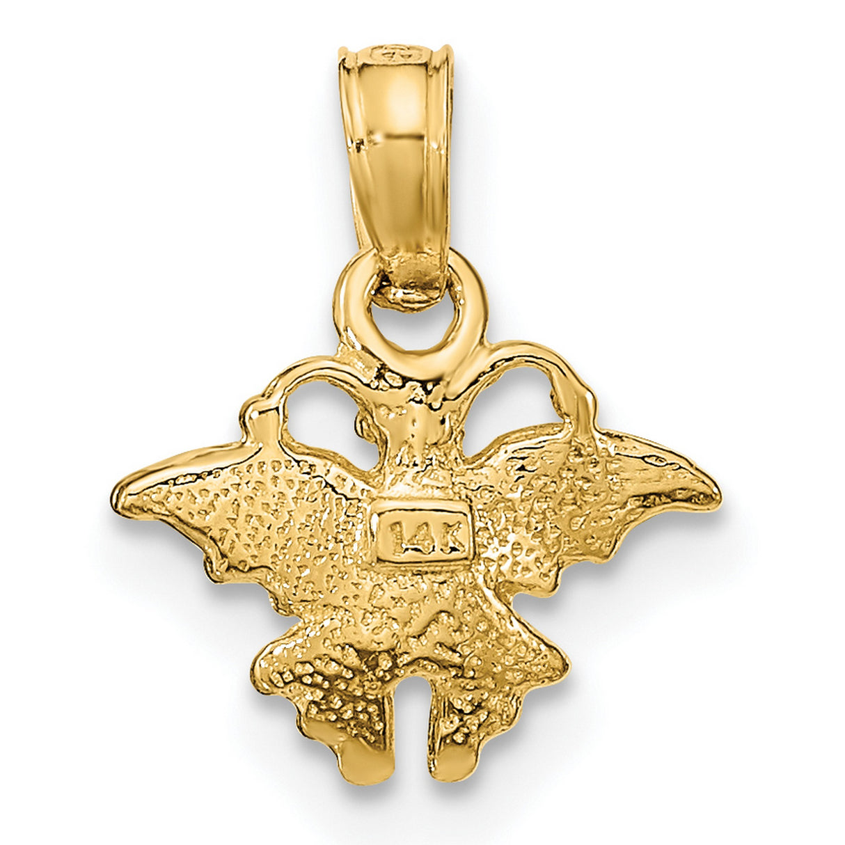 14k Yellow Gold Butterfly Pendant with Realistic Wing Texture and 3D Design