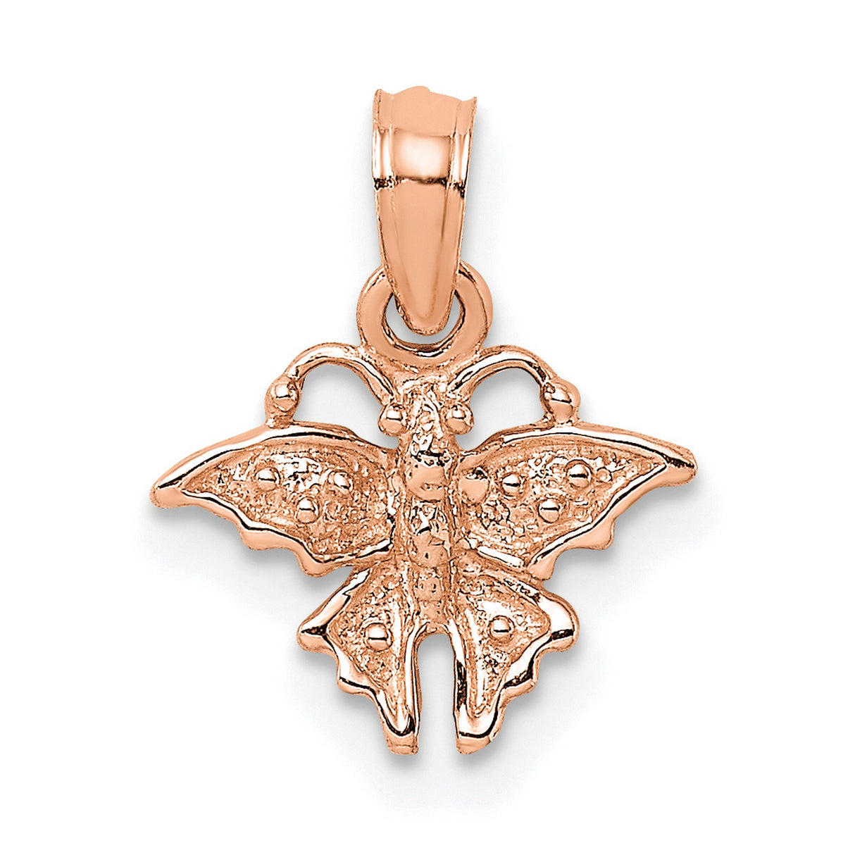 14k Rose Gold Butterfly Pendant with Textured Wings, Feminine Nature-Inspired Jewelry for Women