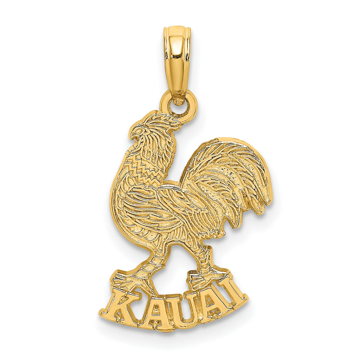 14k Yellow Gold Rooster Pendant, Hawaiian Style Symbolizing Pride and Island Culture