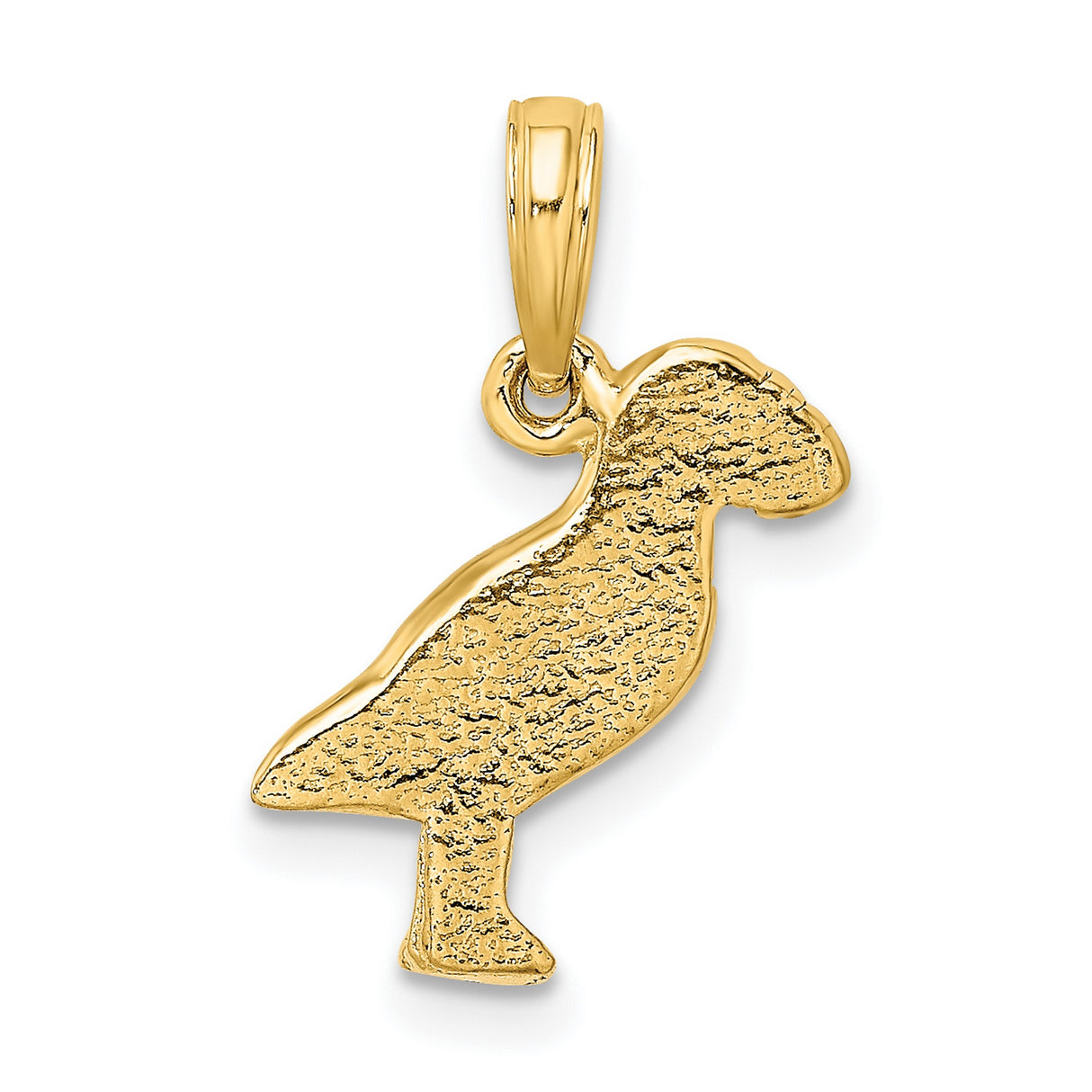 14k Yellow Gold Puffin Bird Pendant, Nature Inspired Animal Charm for Women or Unisex Wear