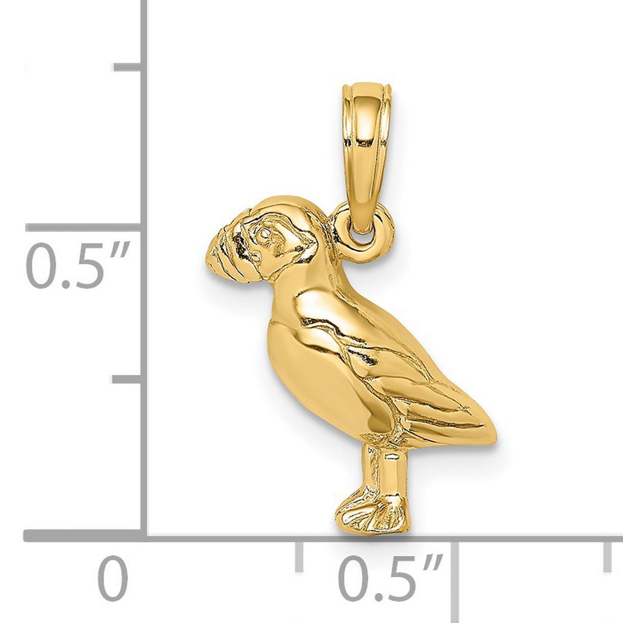 14k Yellow Gold Puffin Bird Pendant, Nature Inspired Animal Charm for Women or Unisex Wear