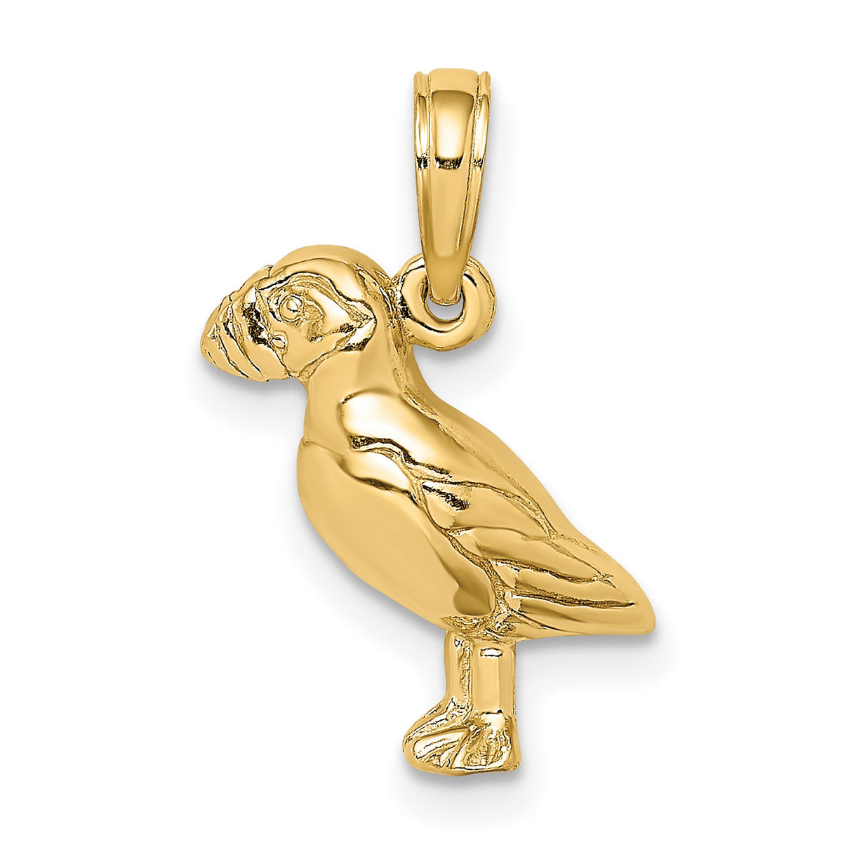 14k Yellow Gold Puffin Bird Pendant, Nature Inspired Animal Charm for Women or Unisex Wear
