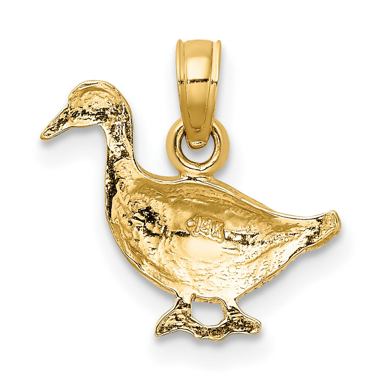 14k Yellow Gold Duck Pendant Charm, Realistic Animal Design, Unisex Bird Jewelry