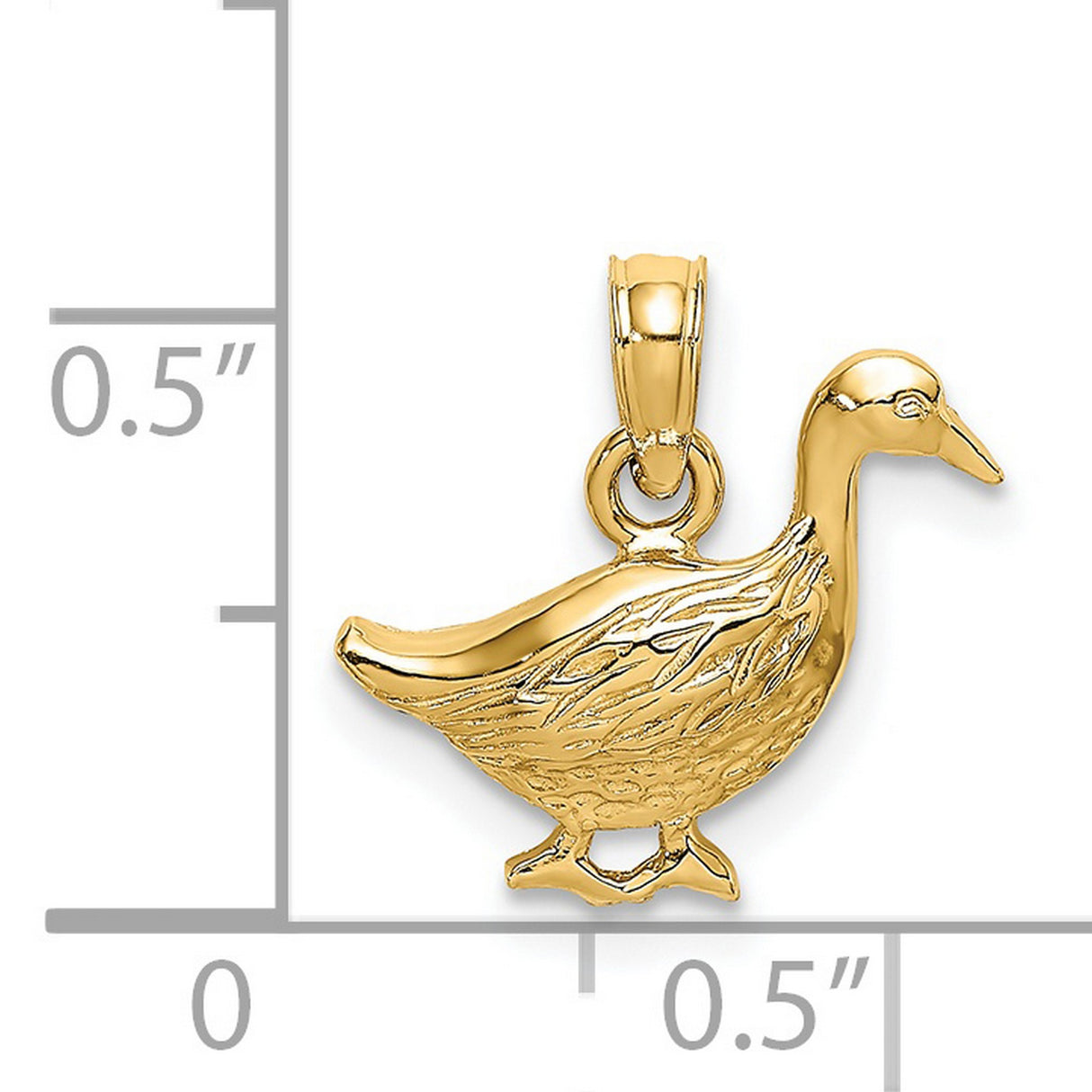 14k Yellow Gold Duck Pendant Charm, Realistic Animal Design, Unisex Bird Jewelry