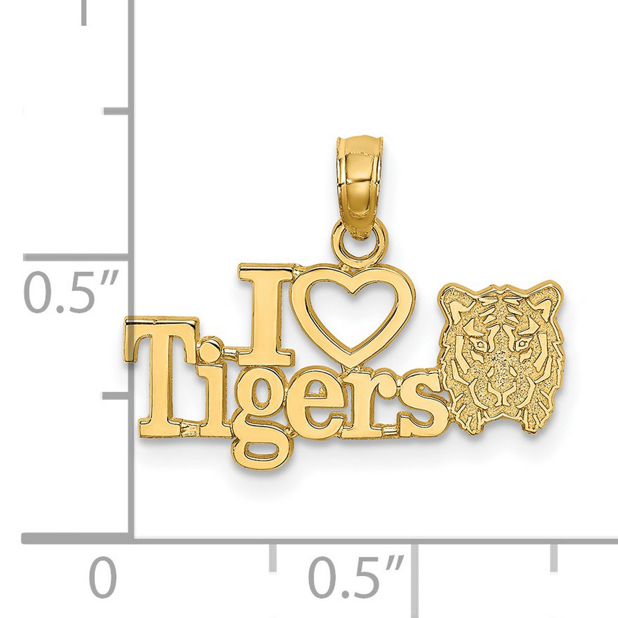 14k Yellow Gold Pendant with Heart Shape and Detailed Tiger Face Design
