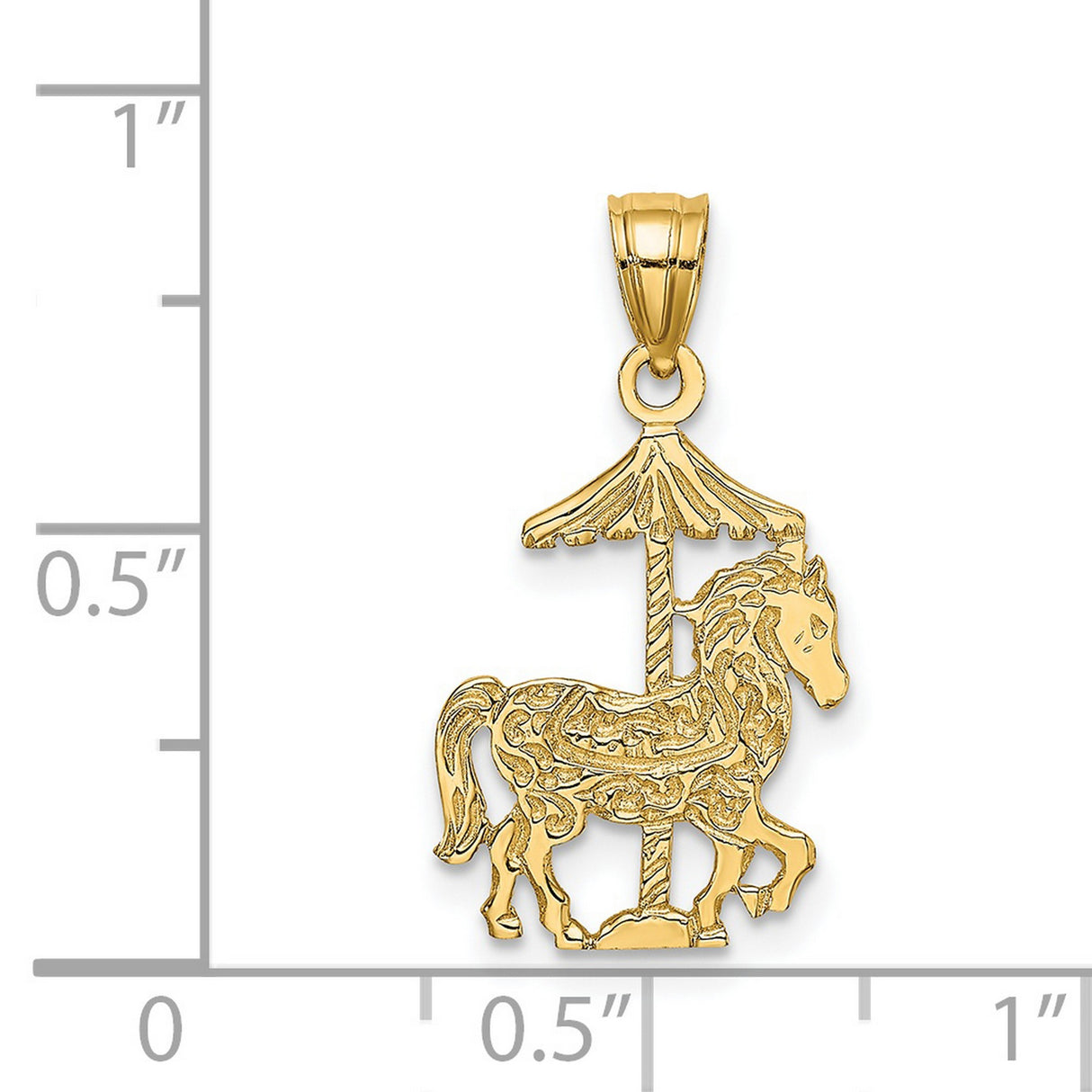 14k Yellow Gold Carousel Horse Pendant, Vintage Merry-Go-Round Animal Charm Jewelry for Women