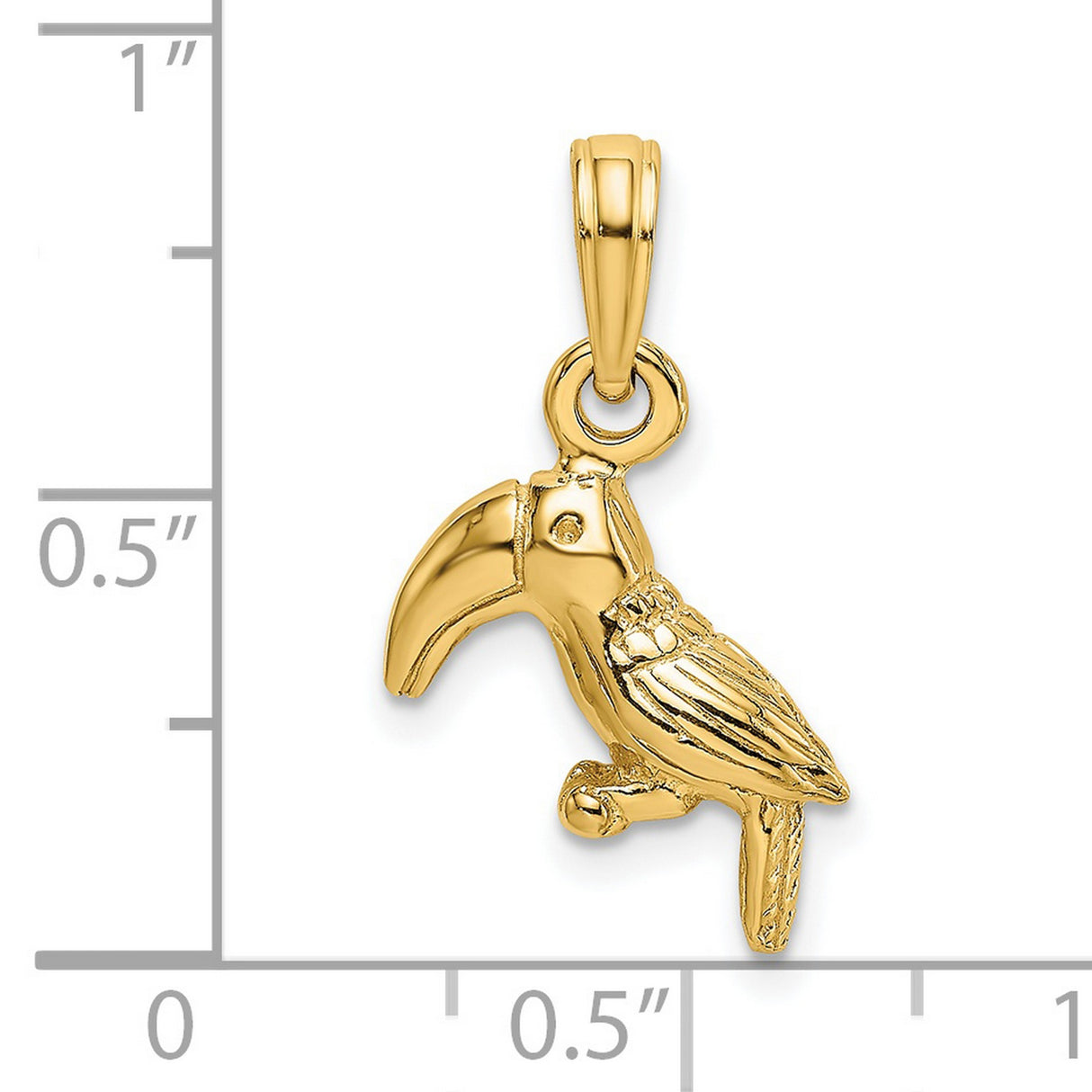 14k Yellow Gold Toucan Bird Pendant Charm, Detailed Tropical Animal Jewelry for Women or Unisex