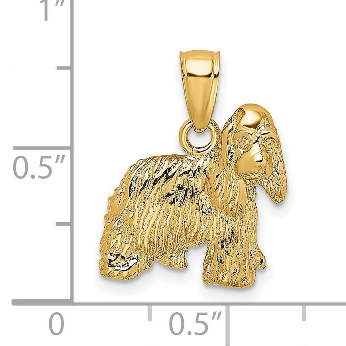 14k Yellow Gold Dog Pendant with Realistic Cocker Spaniel Design, Unisex Charm