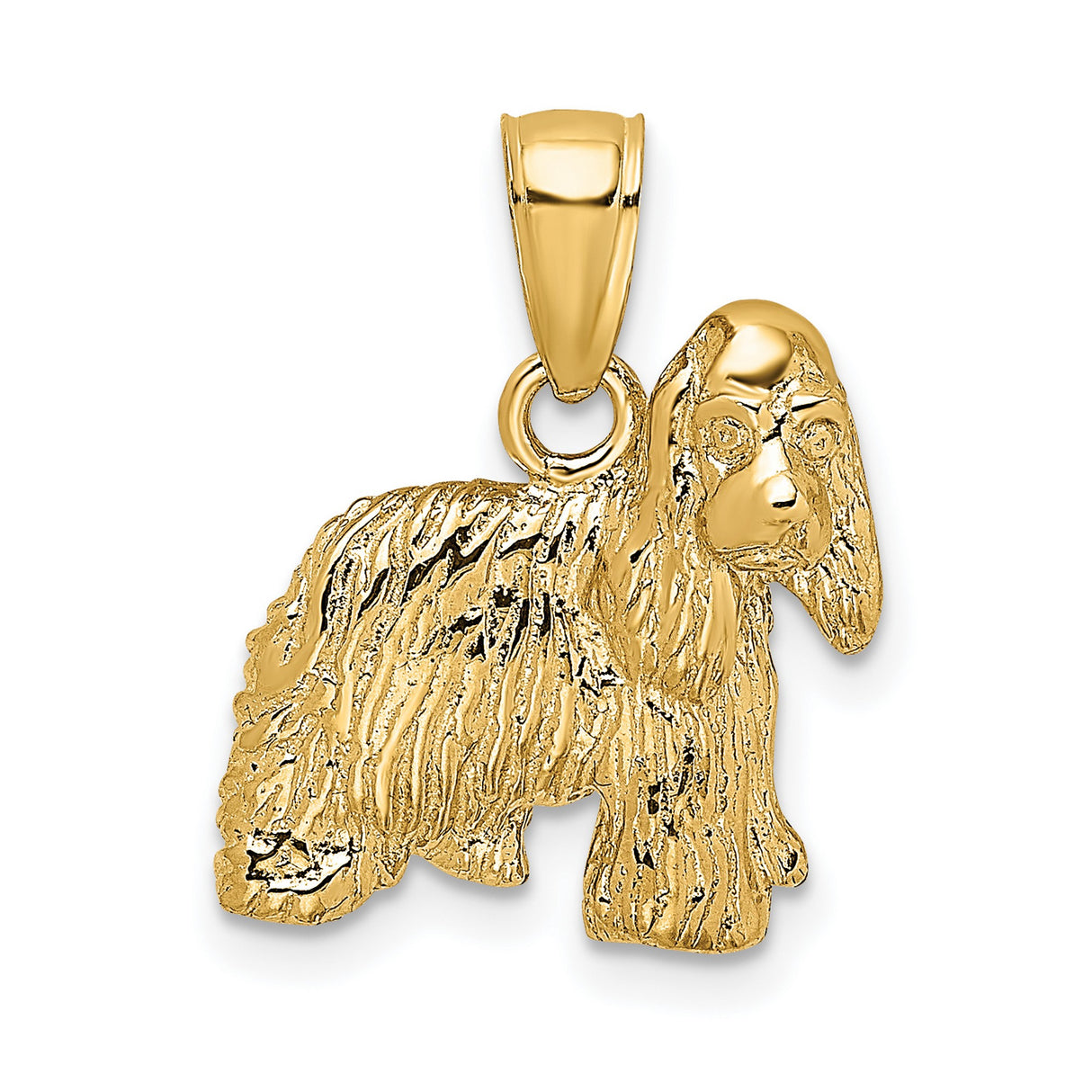 14k Yellow Gold Dog Pendant with Realistic Cocker Spaniel Design, Unisex Charm