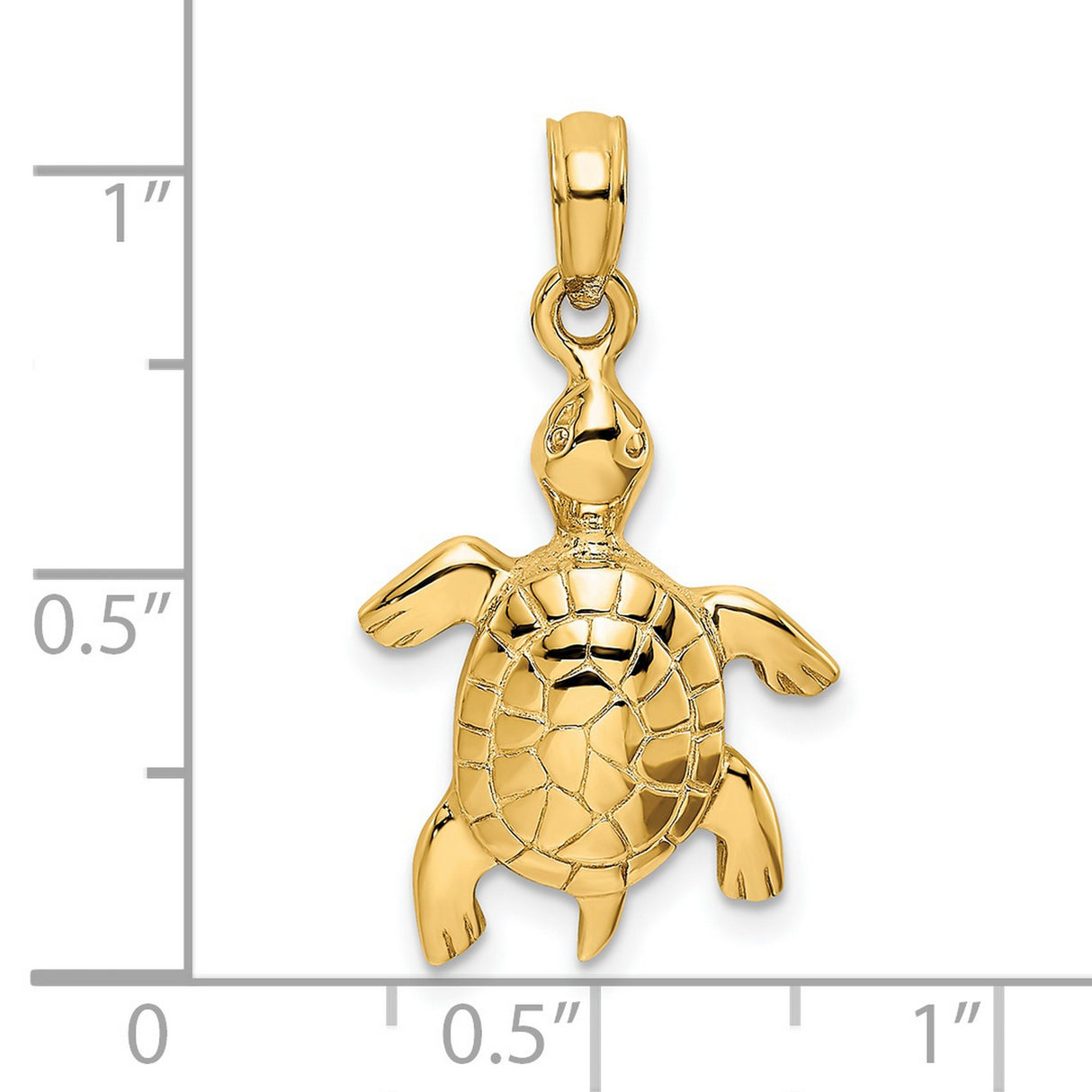 14k Yellow Gold Sea Turtle Pendant, Marine Animal Charm, Nature-Inspired Theme for Women or Unisex Wear