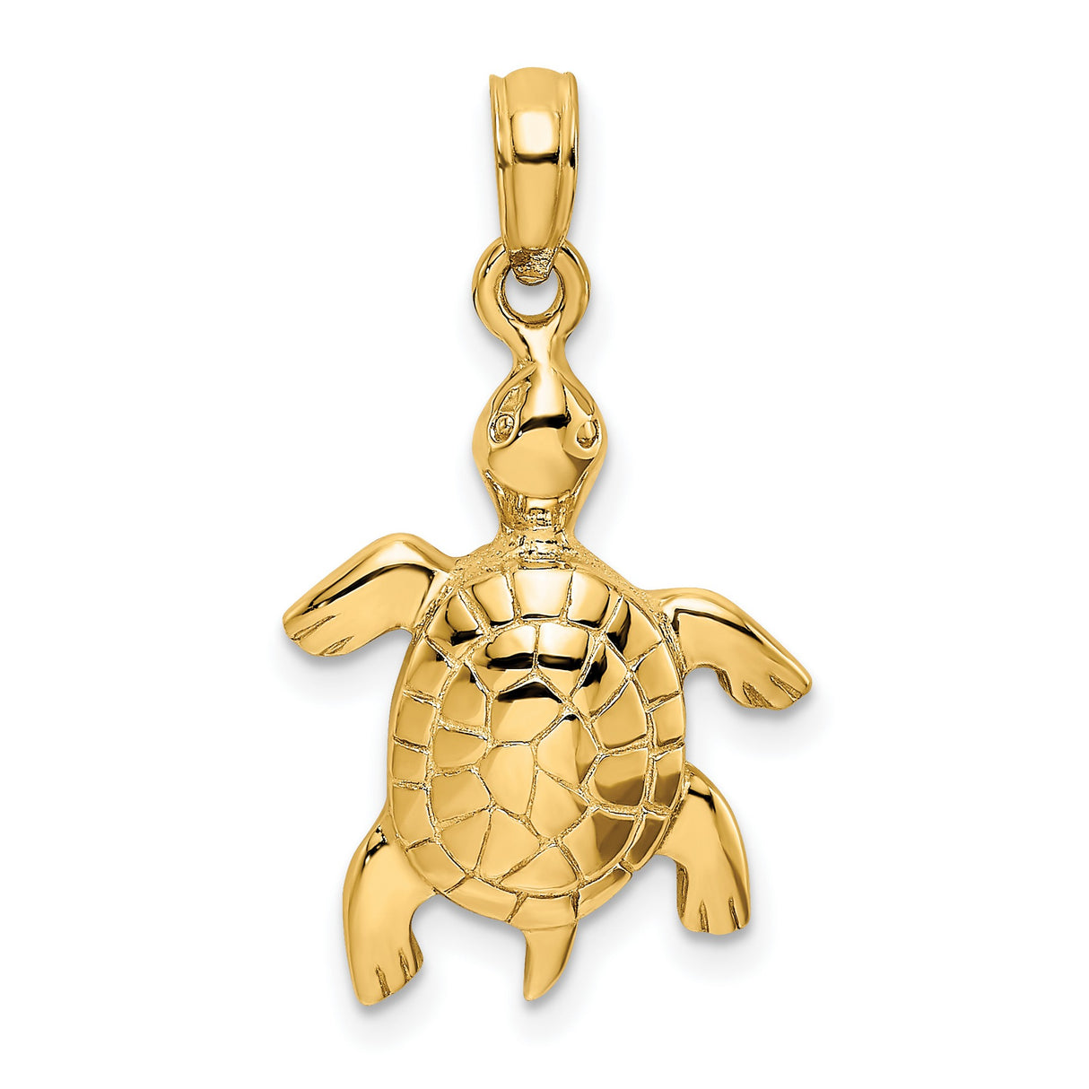 14k Yellow Gold Sea Turtle Pendant, Marine Animal Charm, Nature-Inspired Theme for Women or Unisex Wear