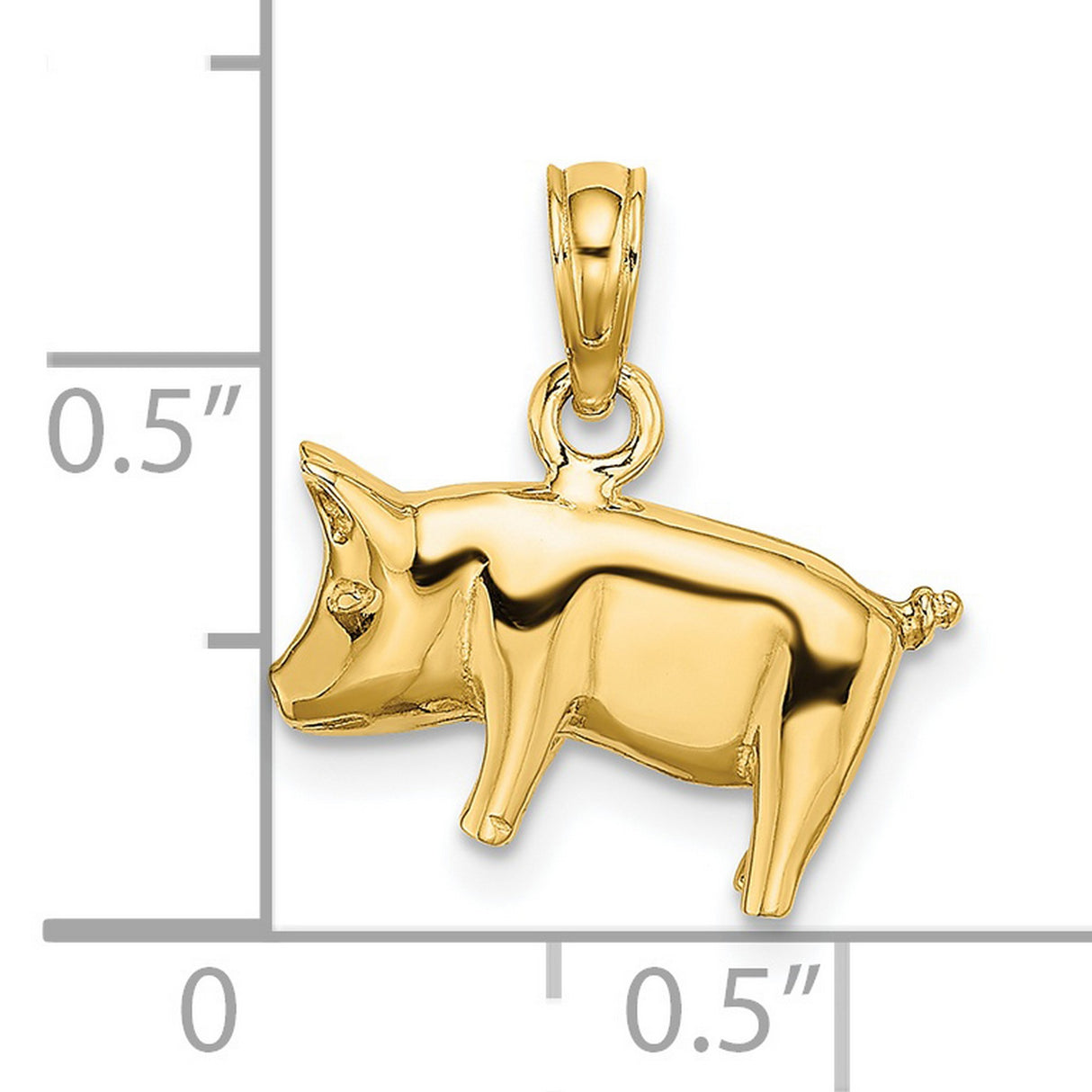 14k Yellow Gold Pig Charm Pendant with Curly Tail, Symbol of Luck and Prosperity