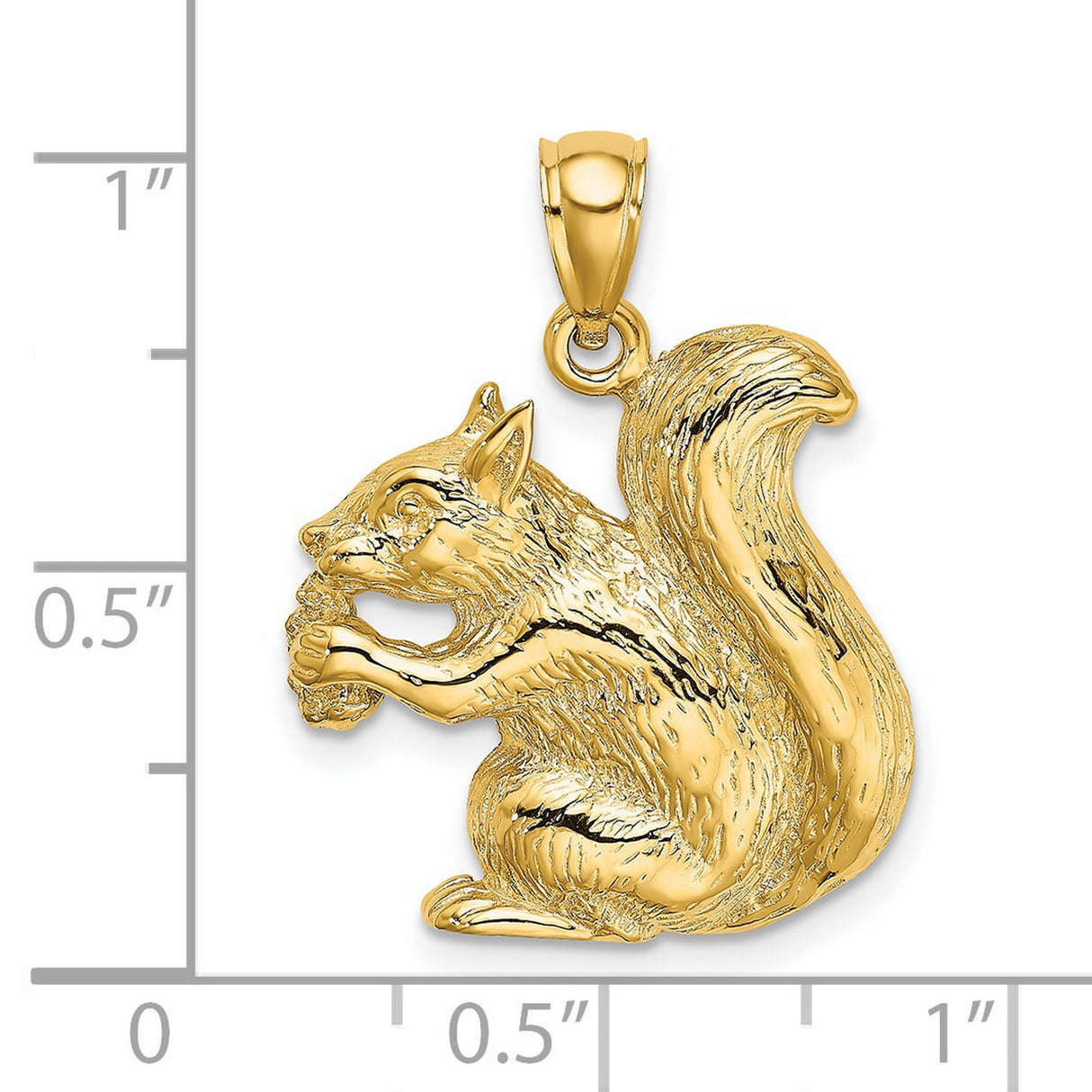 14k Yellow Gold Squirrel Pendant with Acorn, Textured Animal Charm, Woodland Nature Theme