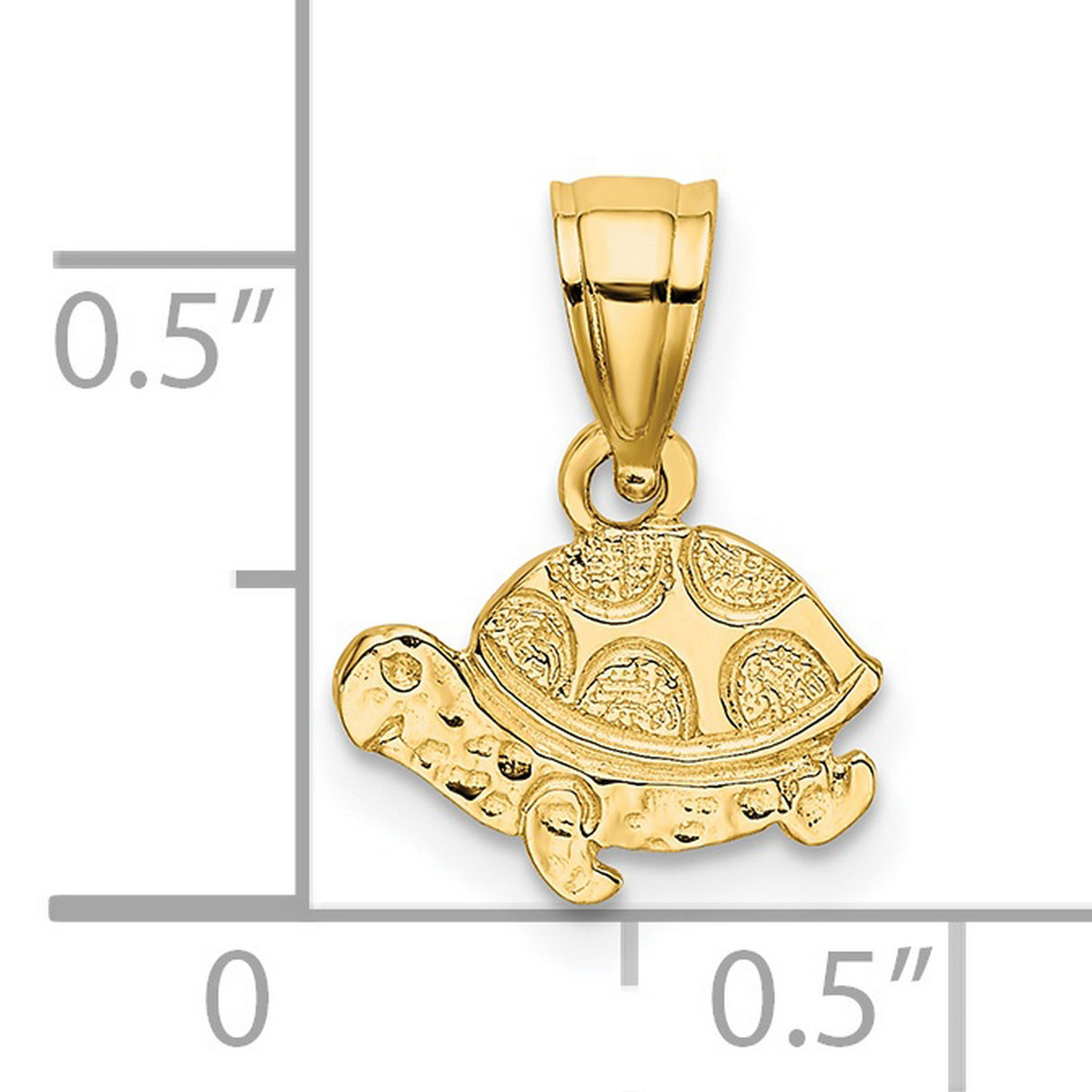 14k Yellow Gold Turtle Pendant, Detailed Sea Turtle Design, Ocean Motif Jewelry for Women or Unisex