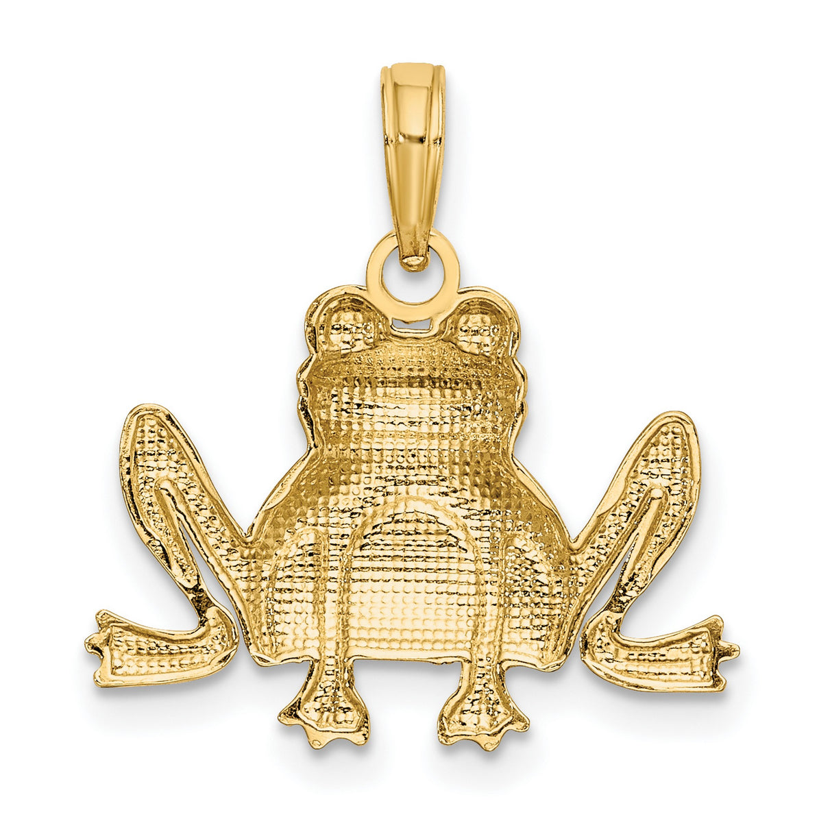 14k Yellow Gold Frog Pendant Charm, Detailed Amphibian Totem Symbol for Women or Unisex
