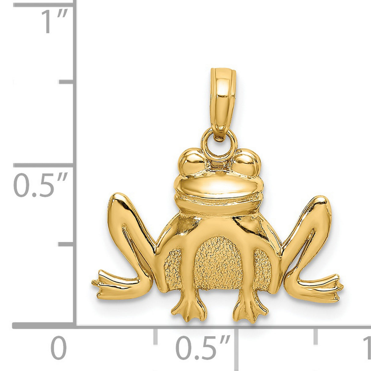14k Yellow Gold Frog Pendant Charm, Detailed Amphibian Totem Symbol for Women or Unisex