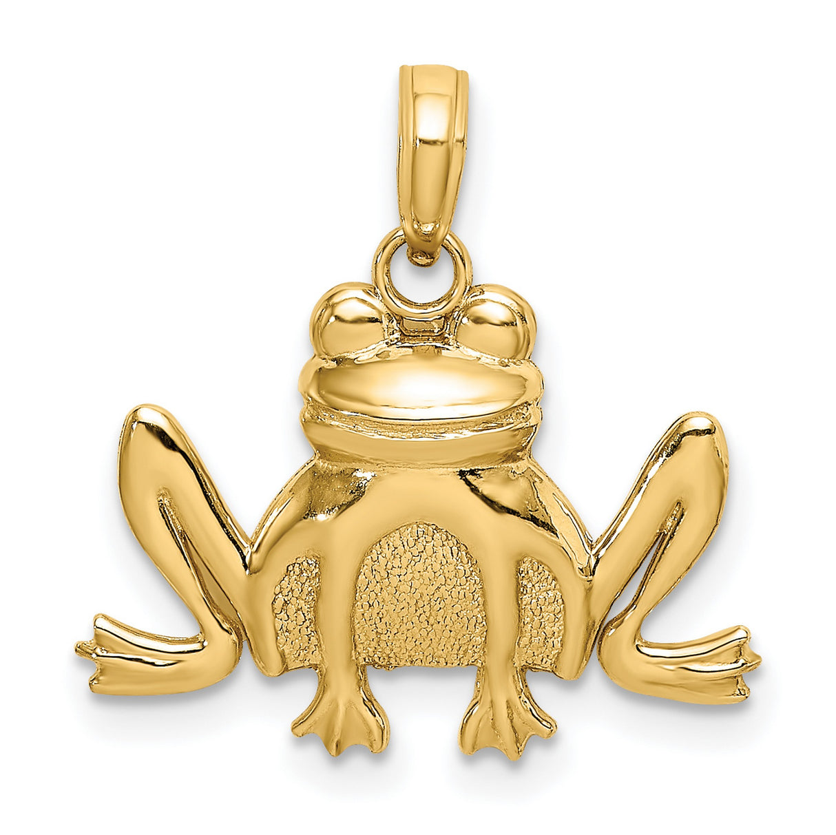 14k Yellow Gold Frog Pendant Charm, Detailed Amphibian Totem Symbol for Women or Unisex