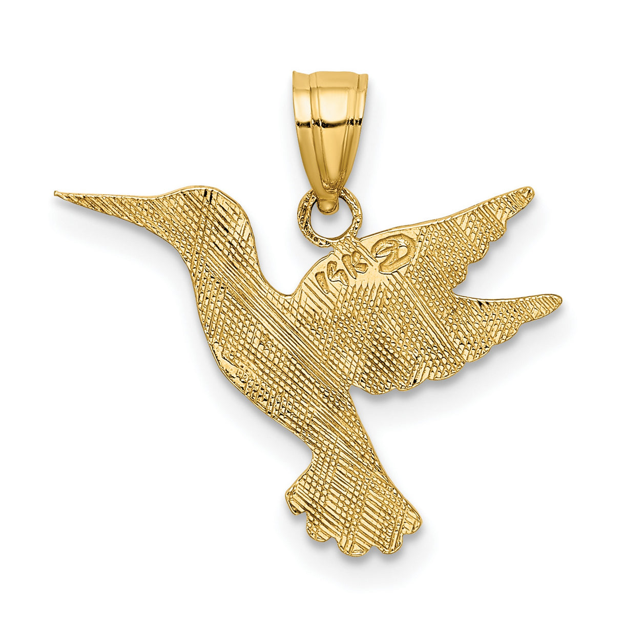 14k Yellow Gold Hummingbird Pendant with Feather Detail, Nature-Inspired Spiritual Jewelry for Women