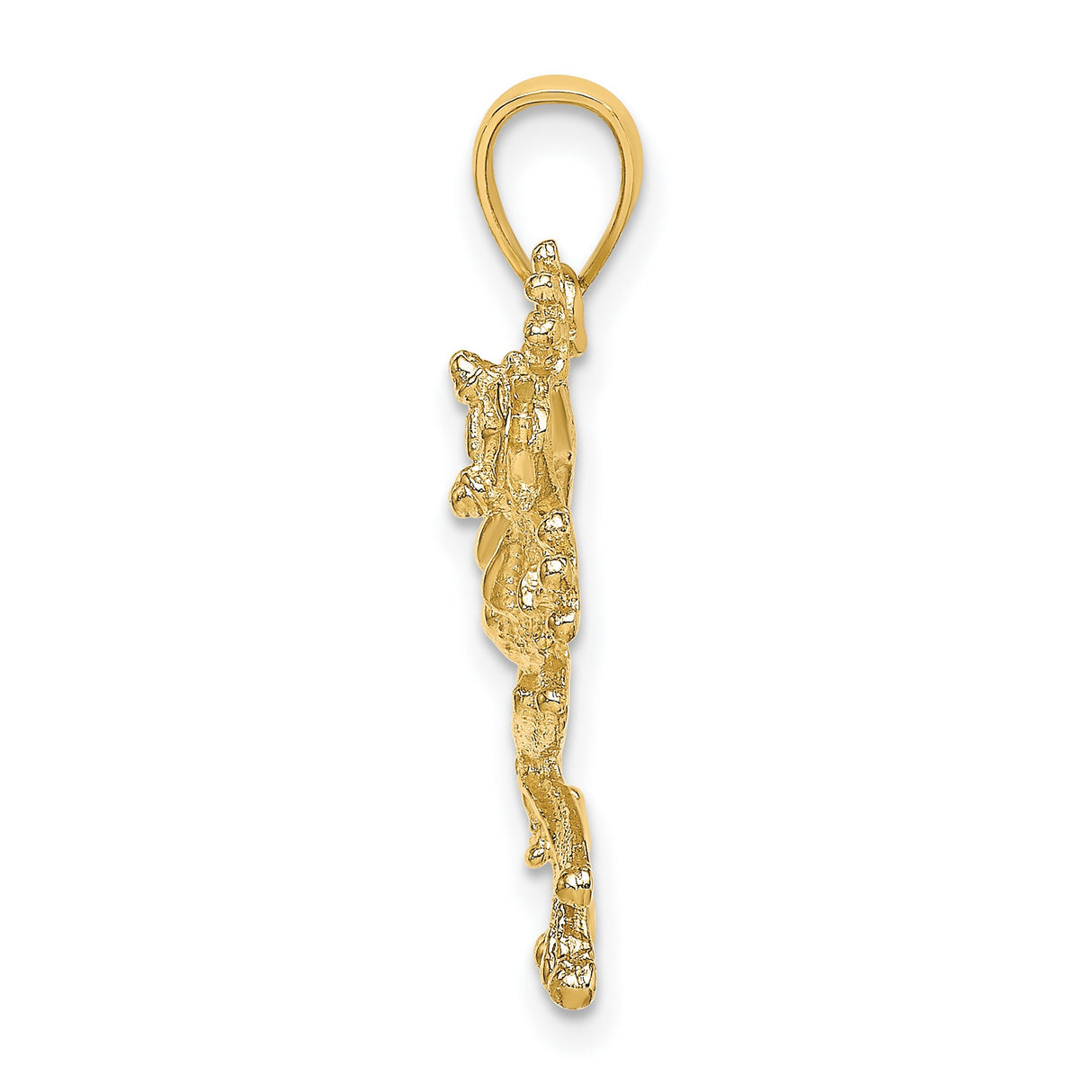 14k Yellow Gold Frog Pendant with Realistic Tree Frog Design, Nature-Inspired Animal Charm
