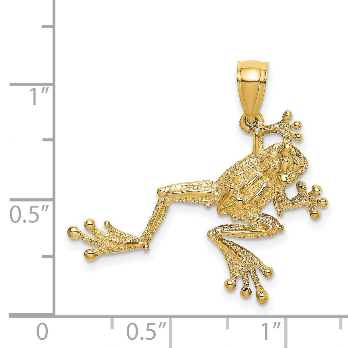 14k Yellow Gold Frog Pendant with Realistic Tree Frog Design, Nature-Inspired Animal Charm