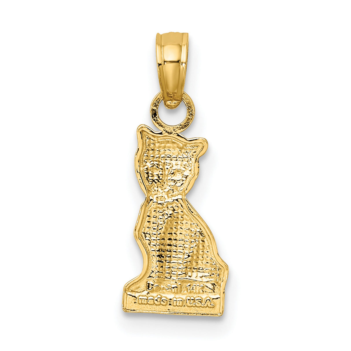 14k Yellow Gold Cat Pendant with Sitting Feline Design, Minimalist Animal Charm for Women