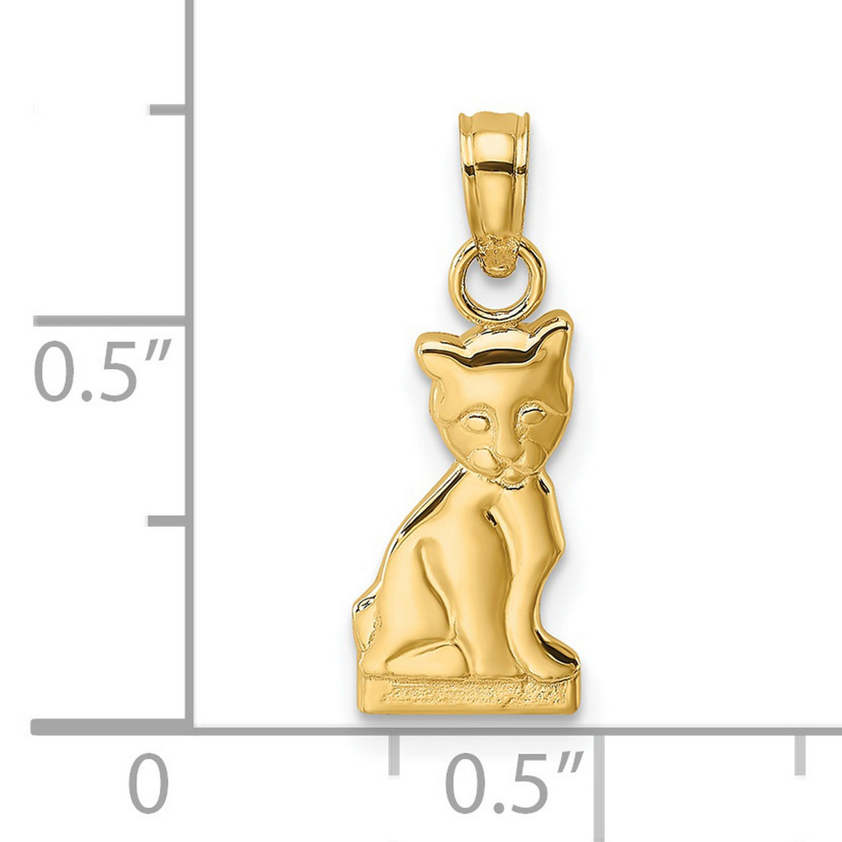 14k Yellow Gold Cat Pendant with Sitting Feline Design, Minimalist Animal Charm for Women