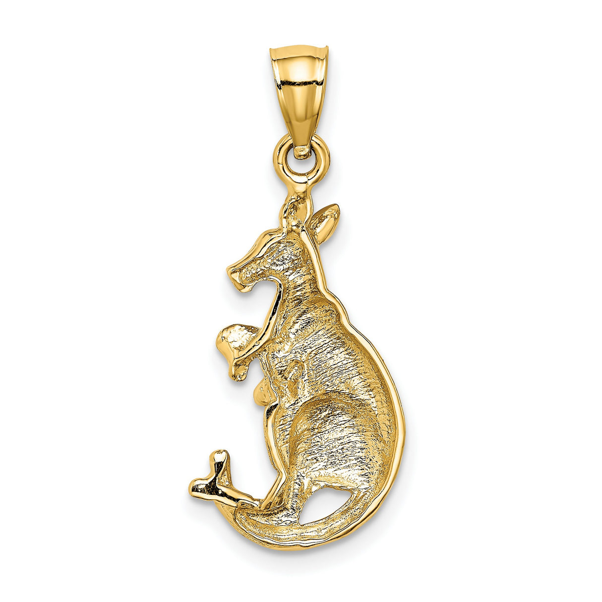 14k Yellow Gold Kangaroo Pendant with Joey, Australian Wildlife Animal Jewelry