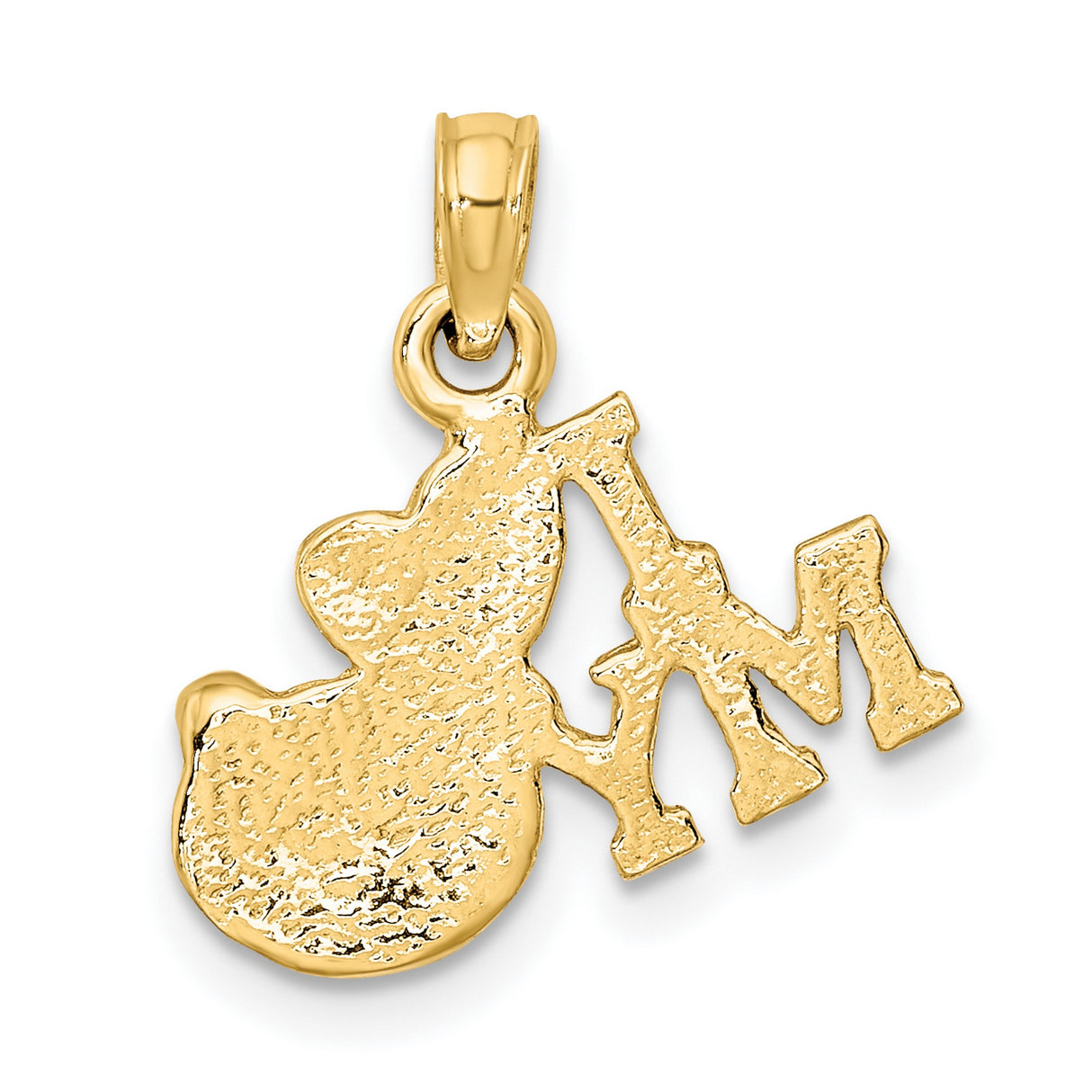 14k Yellow Gold Cat Pendant with Heart Symbol and Detailed Face, Animal Charm