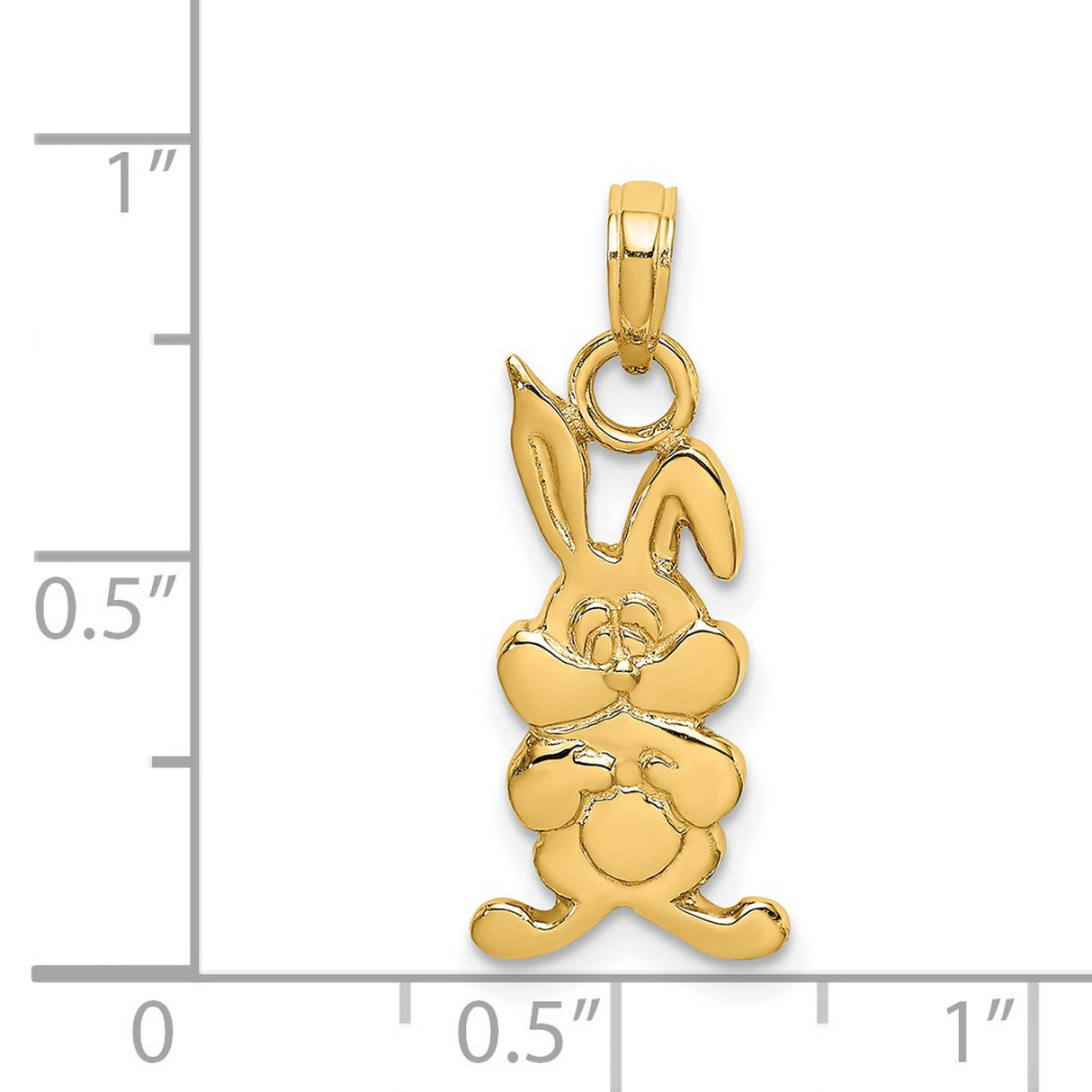 14k Yellow Gold Bunny Pendant, Playful Cartoon Rabbit Charm, Whimsical Easter Jewelry