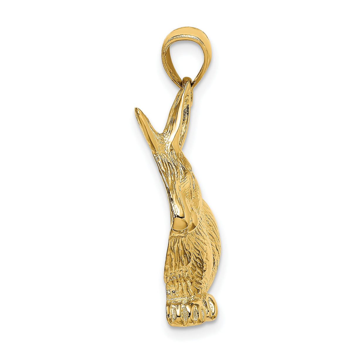 14k Yellow Gold Rabbit Pendant, Detailed Bunny Animal Charm, Nature-Inspired Zodiac Jewelry