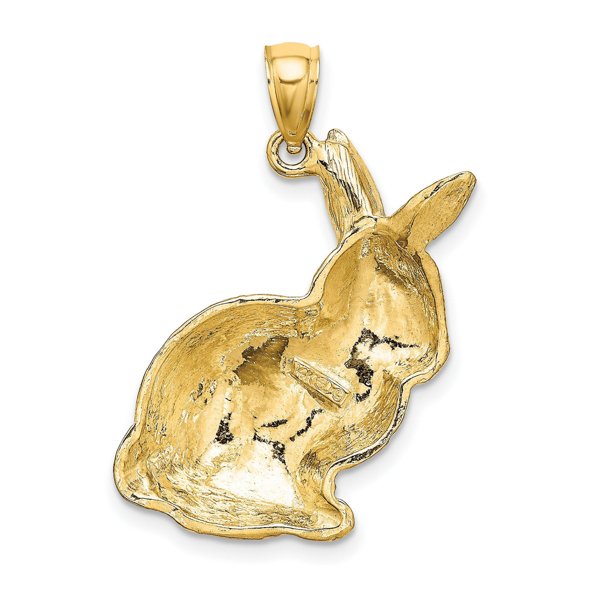 14k Yellow Gold Rabbit Pendant, Detailed Bunny Animal Charm, Nature-Inspired Zodiac Jewelry