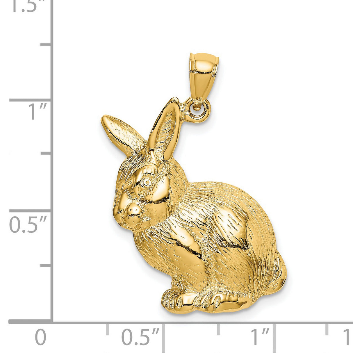 14k Yellow Gold Rabbit Pendant, Detailed Bunny Animal Charm, Nature-Inspired Zodiac Jewelry