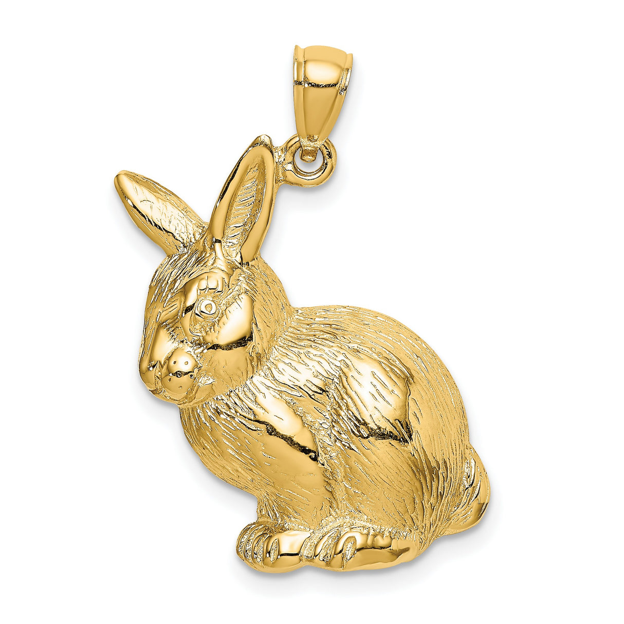 14k Yellow Gold Rabbit Pendant, Detailed Bunny Animal Charm, Nature-Inspired Zodiac Jewelry