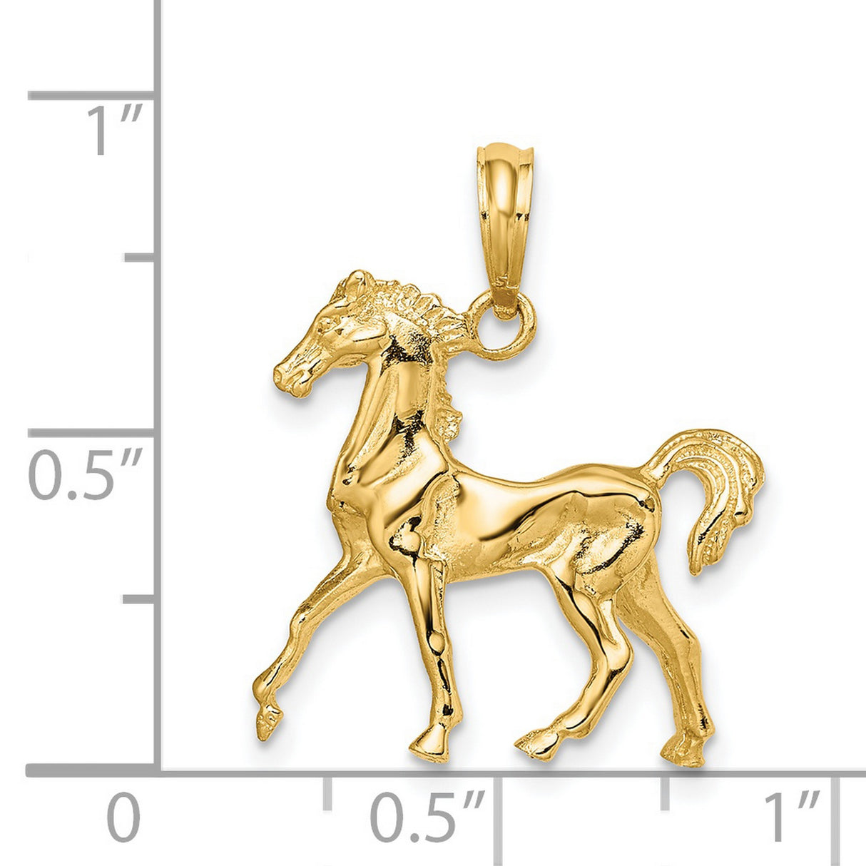 3-D Horse Charm Pendant in Real 14k Yellow Gold