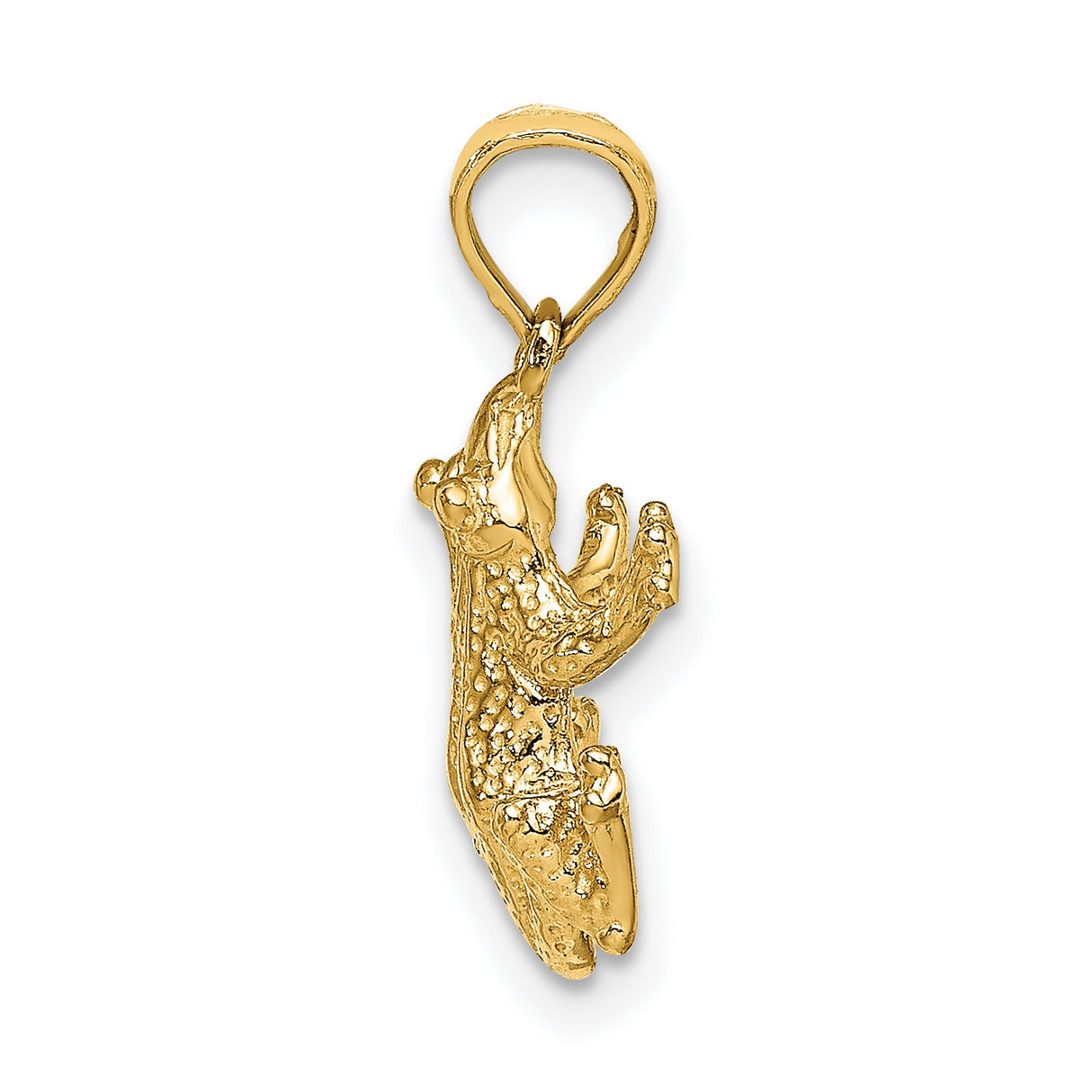 14k Yellow Gold Frog Pendant, Detailed Animal Charm Symbolizing Transformation and Luck